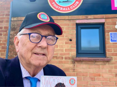Sir Peter watching Worthing FC make the play-off positions