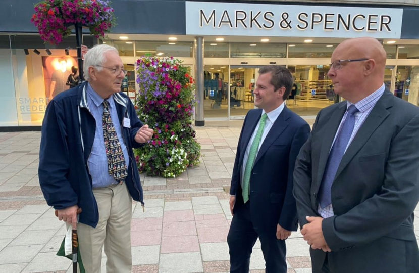 Sir Peter in Worthing town centre with Robert Jenrick
