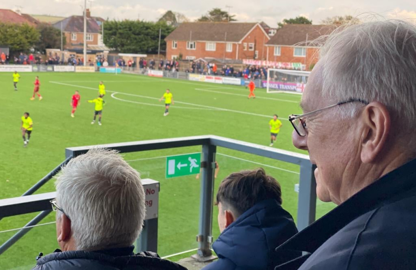 Sir Peter watching Worthing FC 