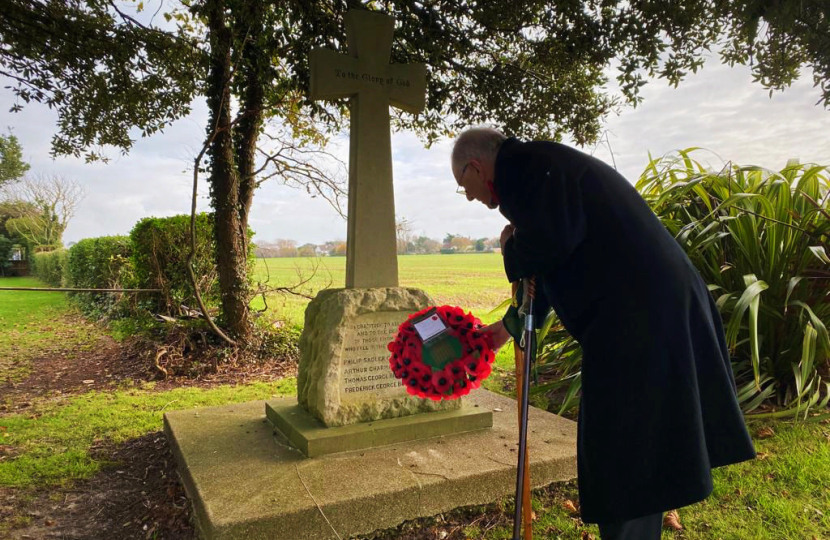 Sir Peter laying a wreath at Kingston Gorse