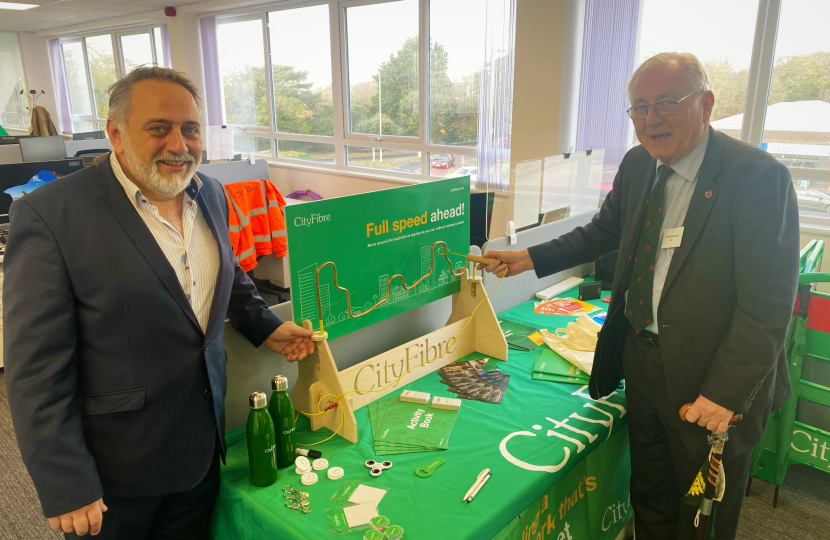 Sir Peter meeting Adrian Smith from Cityfibre