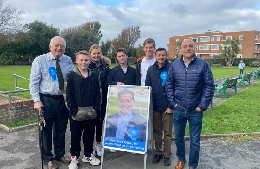 Sir Peter campaigning with Andrew Griffith and local young Conservatives