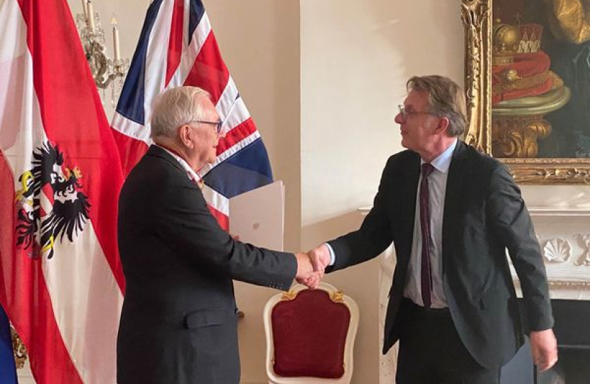 Sir Peter receiving his Austrian Grand Decoration of Honour in Gold