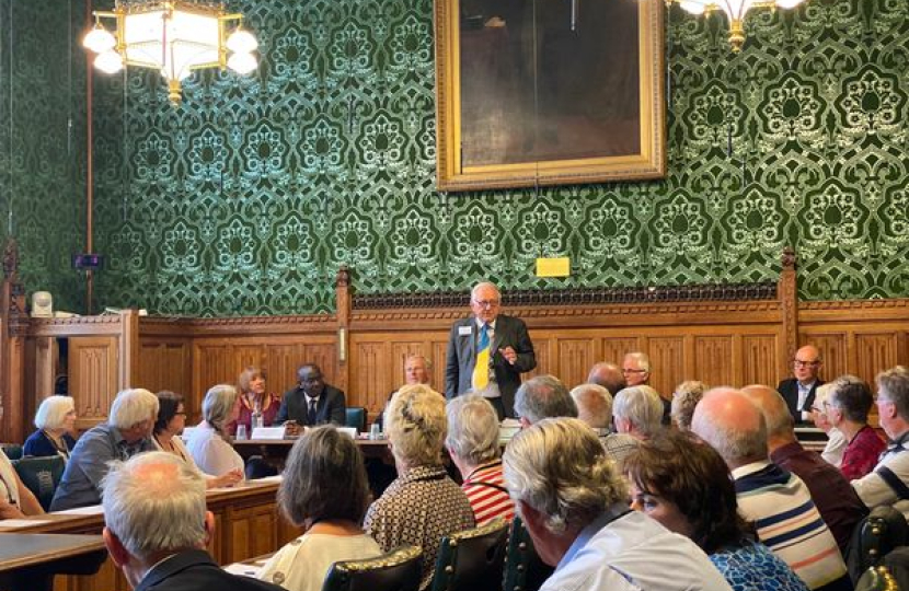 Sir Peter speaking to MPs about the Park Homes Petition