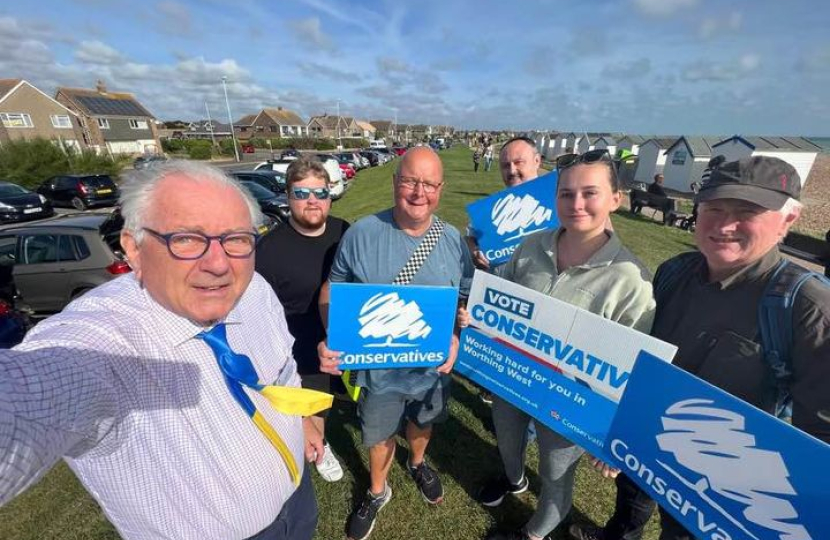 Sir Peter campaigning in Worthing