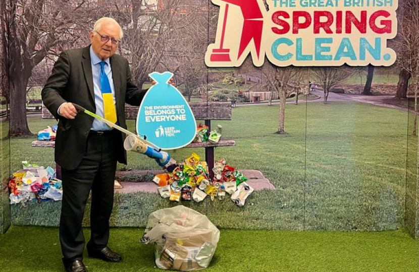 Sir Peter litter-picking as part of The Great British Spring Clean