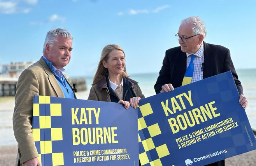 Sir Peter campaigning with Police and Crime Commissioner Katy Bourne