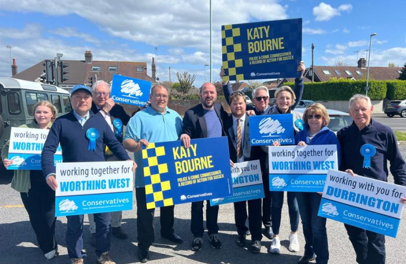 Sir Peter campaigning with Richard Holden MP and Andrew Griffith MP