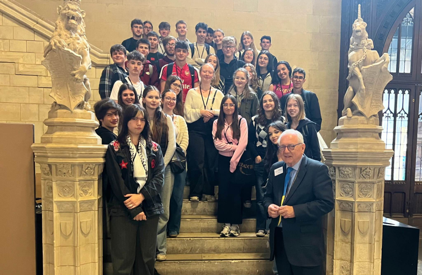 Sir Peter welcoming Worthing College to Parliament