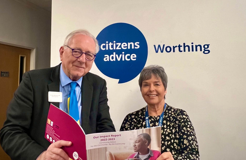 Sir Peter Bottomley with a member of the citizens advice