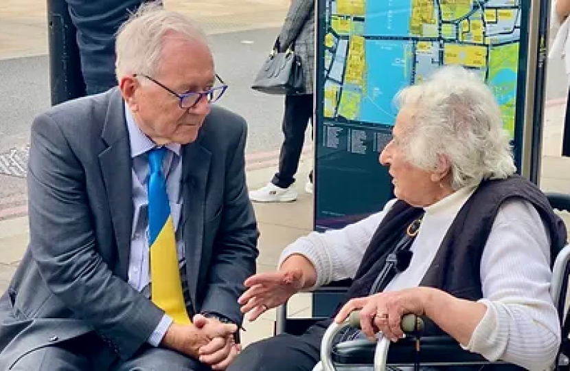 Sir Peter Bottomley meeting with a Holocaust survivor