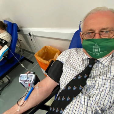 Sir Peter donating blood