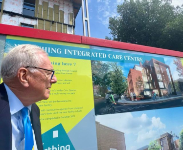 Sir Peter outside the new Worthing Integrated Care Centre