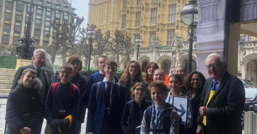 Sir Peter meeting Worthing students