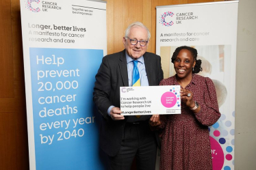 Sir Peter meeting cancer survivor Mercia to mark World Cancer Day