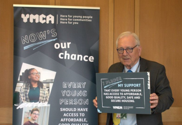 Sir Peter pledging support for Affordable housing whilst meeting the YMCA