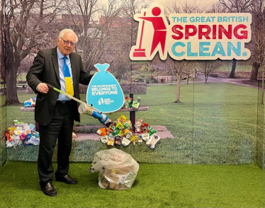 Sir Peter litter-picking as part of The Great British Spring Clean