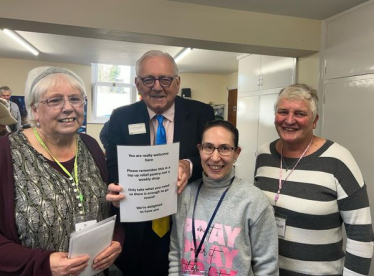 Sir Peter visiting the Pantry at Rustington Church Hall