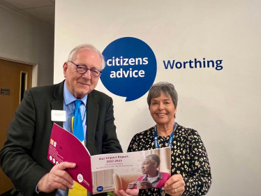 Sir Peter Bottomley with a member of the citizens advice