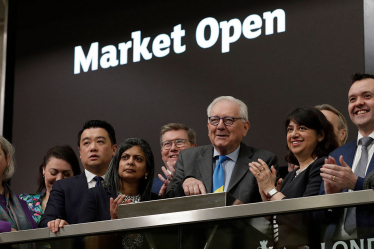 Sir Peter Bottomley with workers at the london stock exchange